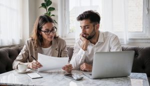Redondo Beach home seller reviewing closing cost paperwork